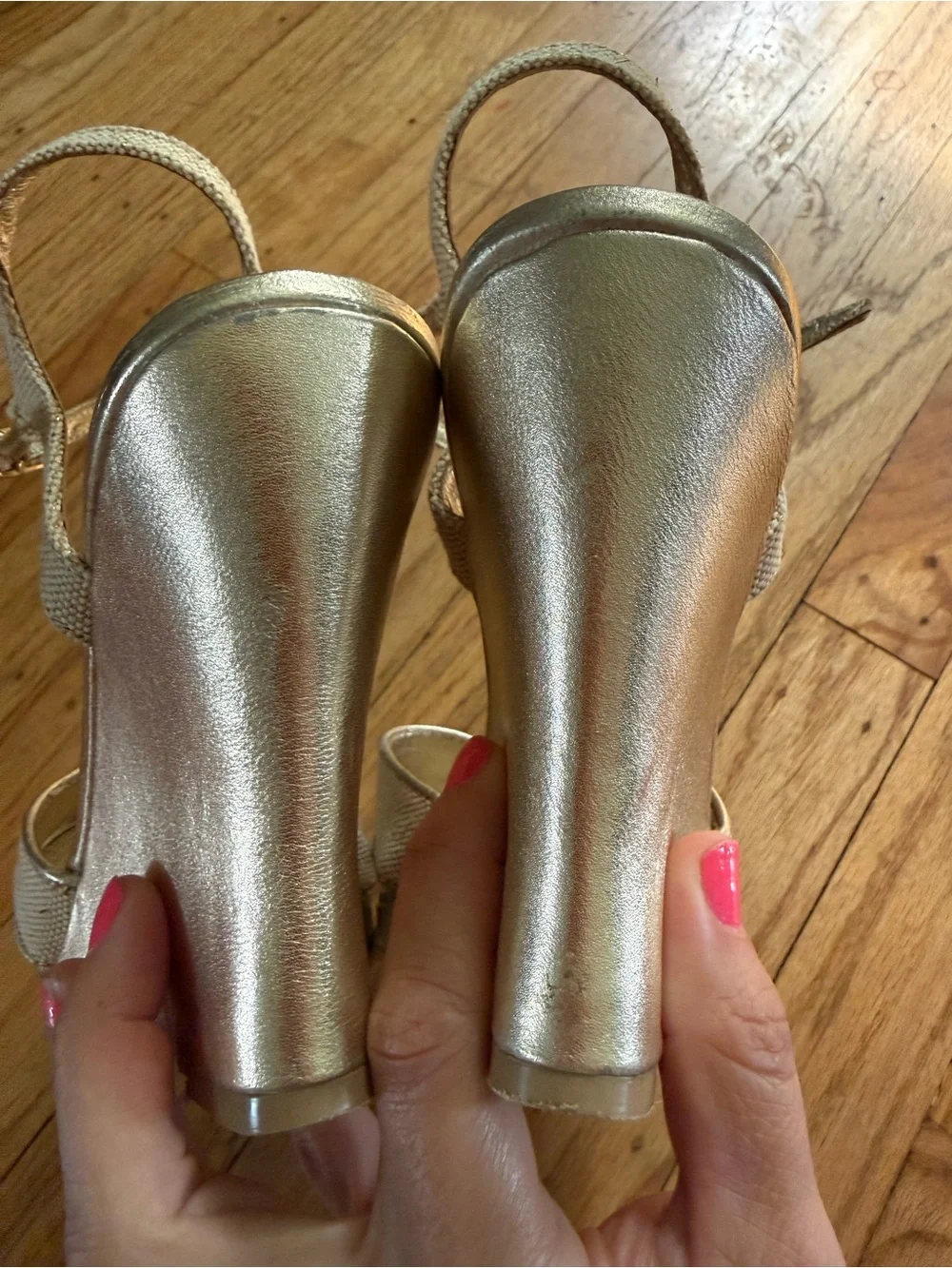Lilly Pulitzer Champagne Beige Metallic Crisscross Wedges